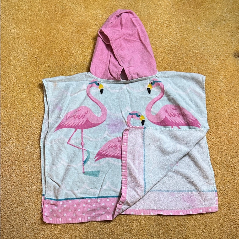 Pink Flamingo Hooded Towel Poncho